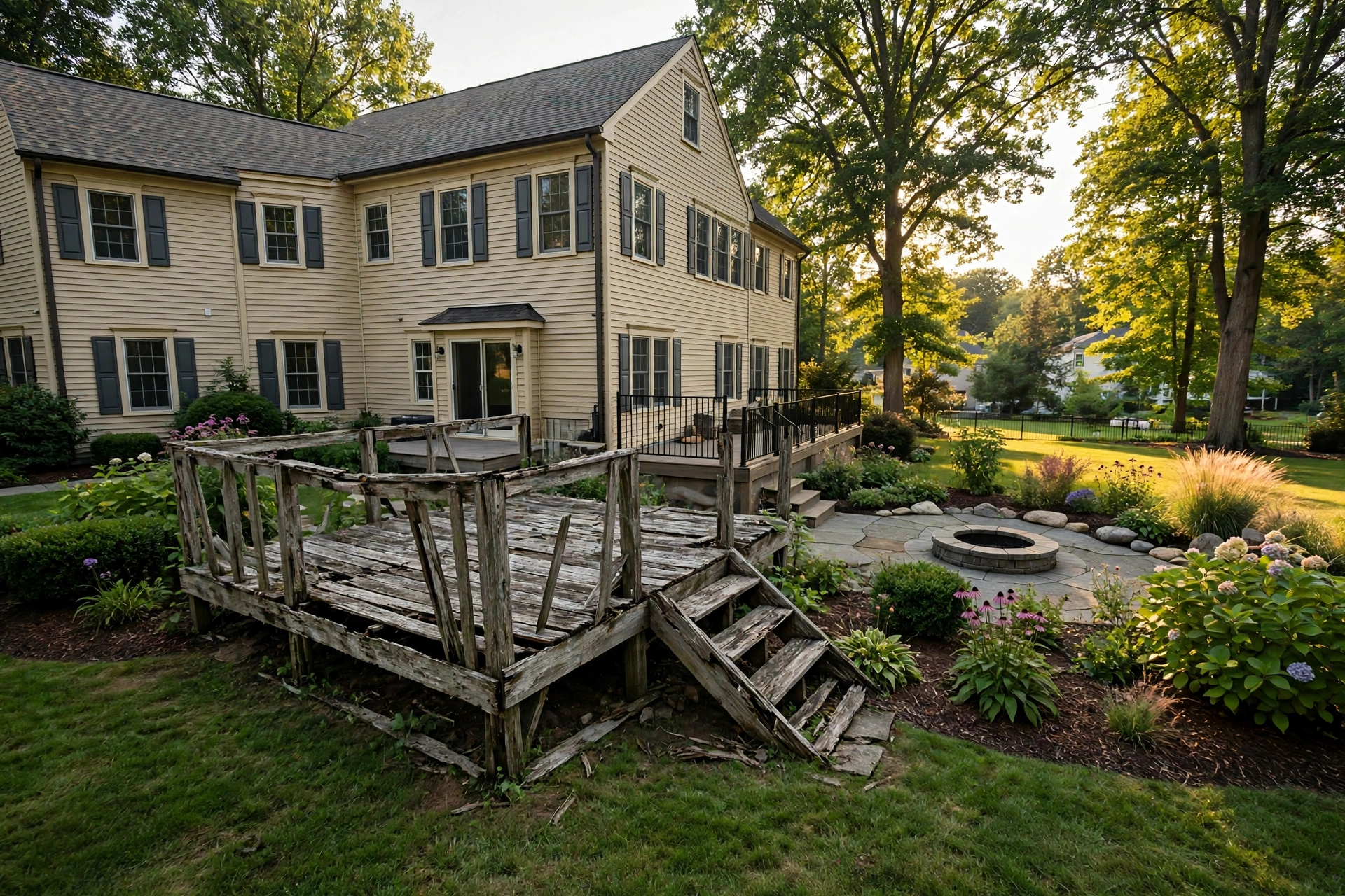 Before photo,  Custom Deck Building in Long Ridge, by Bowie Deck Company