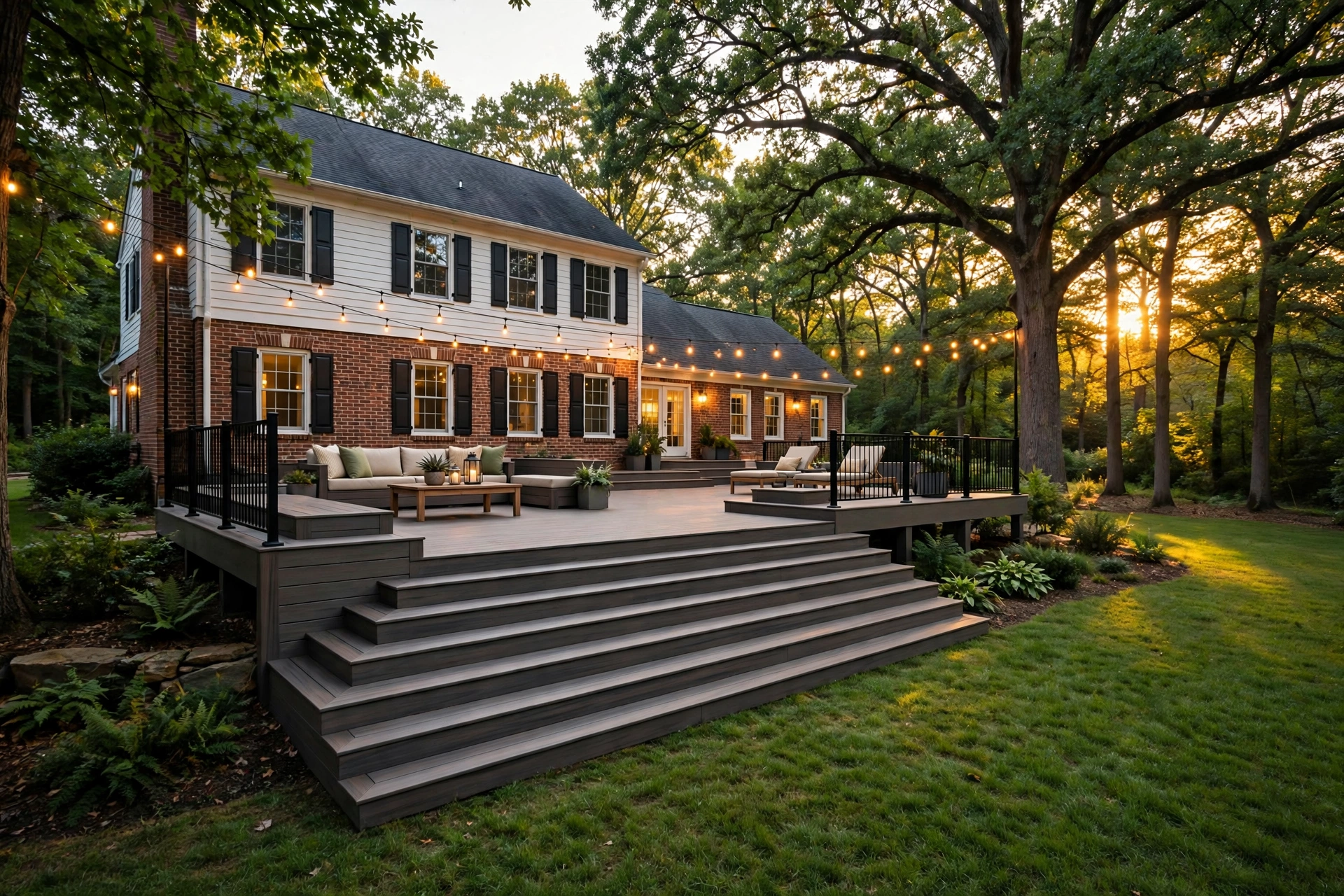 New composite deck behind a Bowie, MD home by Bowie Deck Company